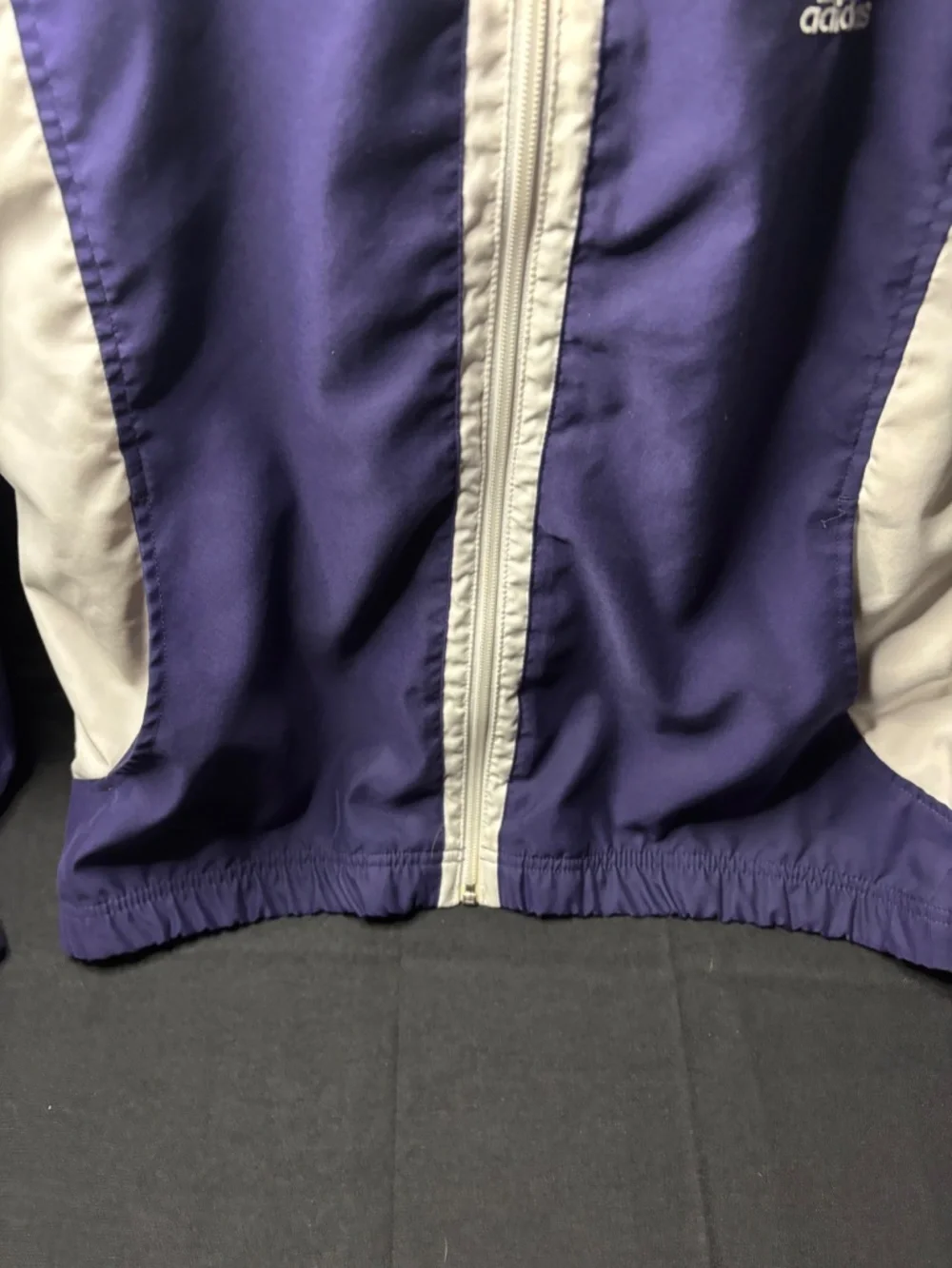 Adidas Men's LG Full Zip Windbreaker Jacket Purple /White Lightweight Athletic